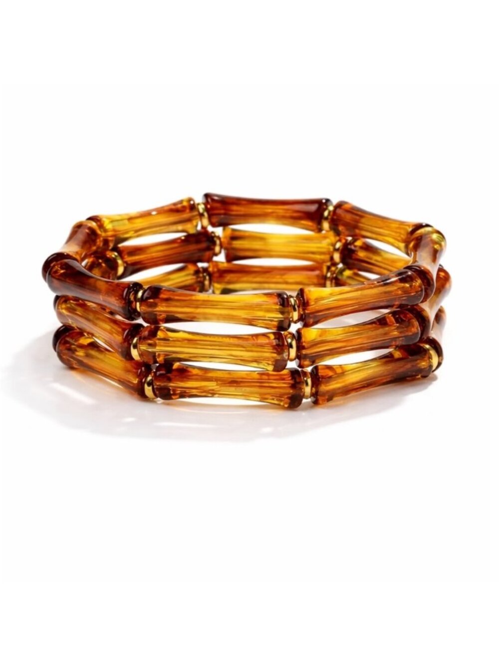 New! Amber Bamboo Acrylic Bracelet Stack Set NWOT